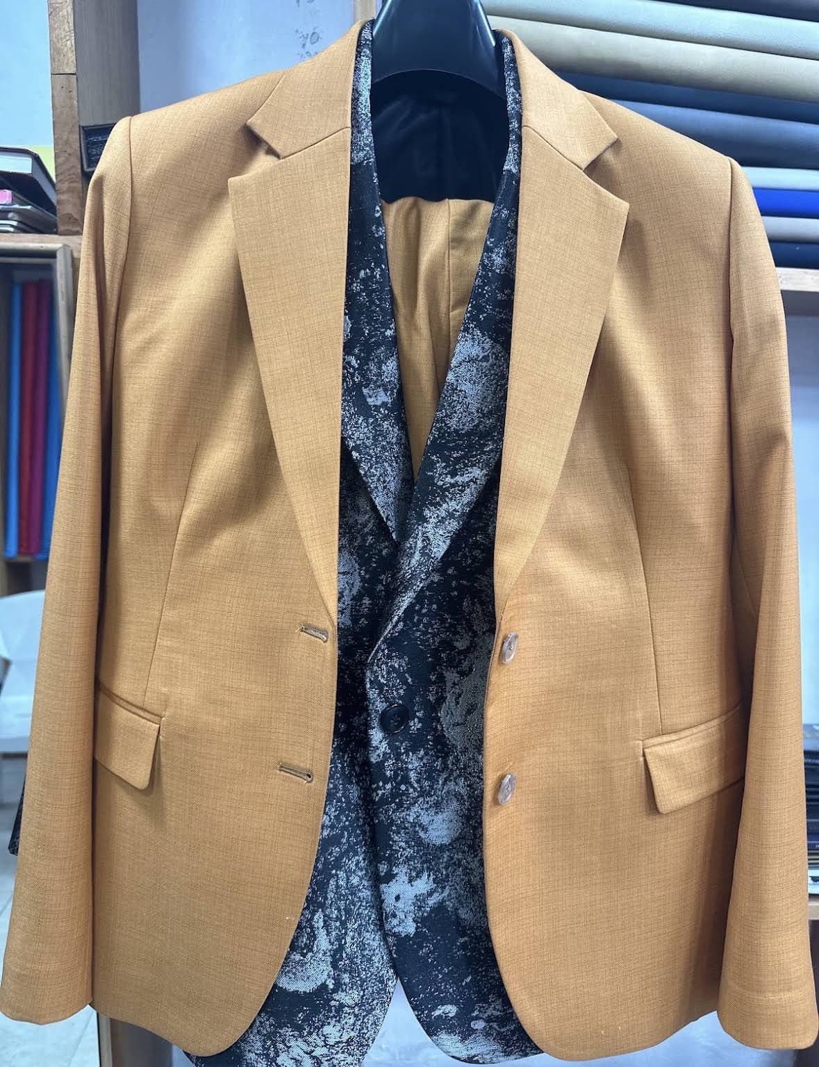 Gold dinner jacket with black lapel